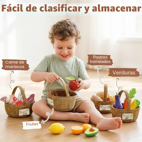 Vista 3 de Lehoo Castle Juego de comida de madera para niños pequeños, accesorios