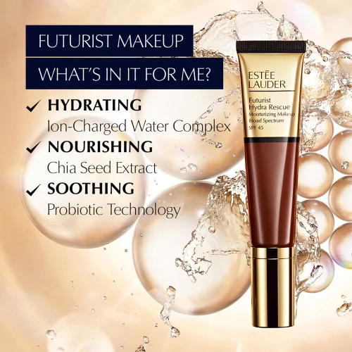 Vista 5 de Estée Lauder Futurist Hydra Rescue Moisturizing Foundation Makeup SPF 45 for a 12-Hour Glow, 1.2 Fl Oz