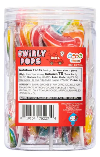 Vista 2 de 4YoreElves - Paletas de arco iris de 24 corazones envueltas individualmente, repletas de sabor afrutado, grandes paletas de remolino para fiestas