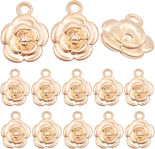 Vista 8 de BronaGrand 60pcs Rose Charm Pendant,Rose Flower Charms Flower Bead Charms Craft Supplies for Jewelry DIY Necklace Earrings Bracelet Making Accessory