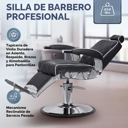 Vista 2 de Buy-Rite - Silla de peluquero profesional Aviator, 450 libras, color negro
