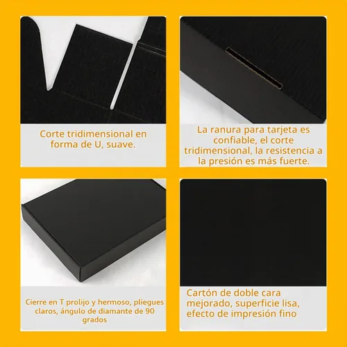 Vista 4 de Cajas de embalaje de envío pequeñas negras KAXILU 20 piezas Cajas de envío L6xW6xH2 pulgadas Adecuadas para embalaje de comercio electrónico