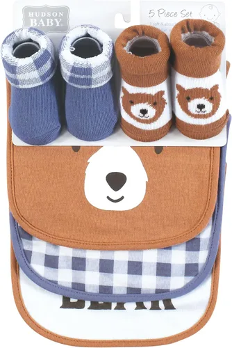 Vista 56 de Hudson Baby Conjunto de babero y calcetines unisex de algodón para bebé