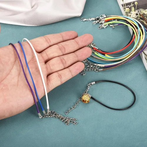 Vista 5 de MECCANIXITY 10 cordones de pulsera verde militar, pulsera de amistad ajustable de 9 pulgadas, cordón de poliéster encerado de 0.059 in con cierre