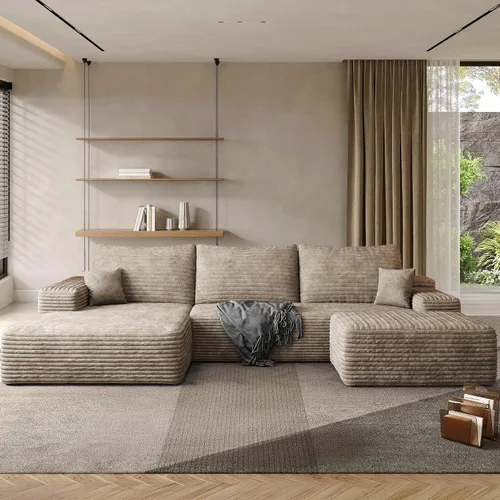 Vista 15 de AUGOP Sofá modular moderno de 96 pulgadas para sala de estar, sofá modular con sofás en forma de L, sofá tapizado sin hueso, sofá seccional con Negro