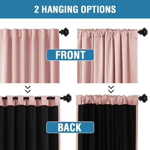 Vista 5 de H.VERSAILTEX Cortinas 100% opacas para dormitorio con forro negro, cortinas de oscurecimiento de habitación completa, con aislamiento térmico
