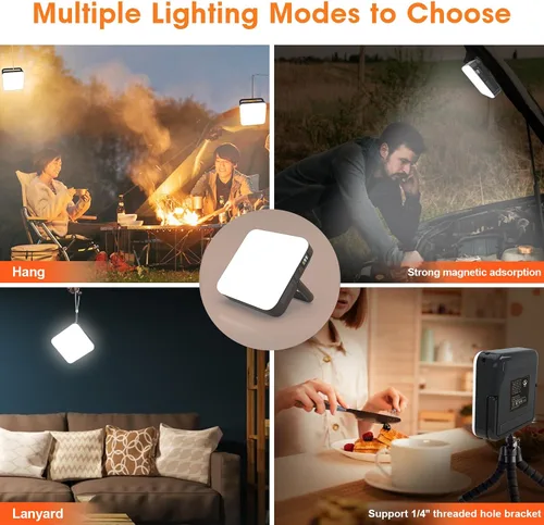 Vista 8 de Linterna LED recargable para campamento, 10,000 mAh, luces de campamento portátiles de hasta 90 horas y 4 modos de luz, IPX5 impermeable, esenciales
