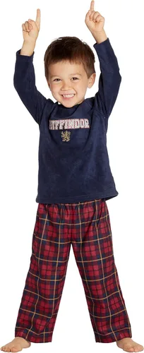 Vista 2 de HARRY POTTER Gryffindor Lion Christmas Plush Holiday Pajama Set, Navy