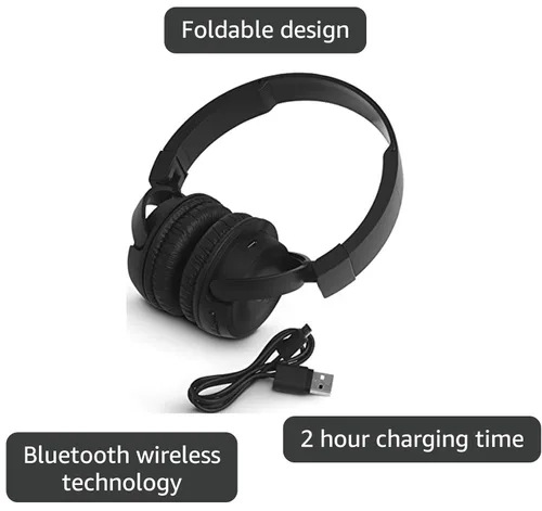 Vista 3 de Auriculares de diadema con Bluetooth, color negro de JBL Pure Bass Sound Negro
