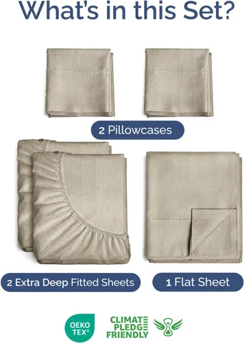 Vista 671 de Extra Deep Twin XL Sheet Set - 3 Piece College Dorm Room - White 01-Blanco