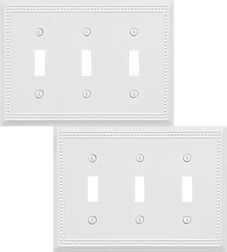 Vista 14 de OKAWYC Belaire - Cubierta para interruptor de luz de decoración individual, placa de pared de metal con cuentas, paquete de 4 unidades de bronce