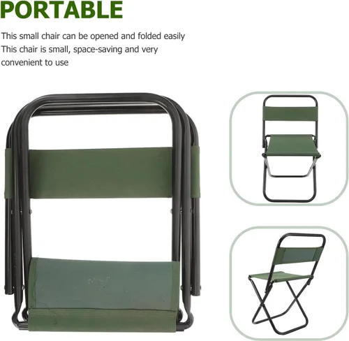 Vista 7 de BESPORTBLE Silla plegable para acampar al aire libre, silla plegable portátil ligera, taburete de pesca pequeño con material resistente