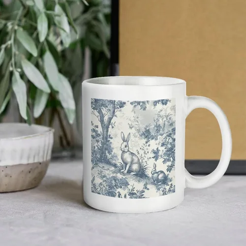 Vista 5 de Bunny French Easter Ceramic Coffee Mug Holiday Easter Mugs Mom Gifts from Daughter Son Kids Husband