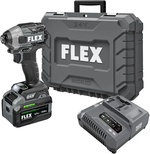 Vista 13 de FLEX FX1331-1A taladro inalámbrico sin escobillas de 24V 1/4-pulgada compacto con modo de tornillo autoperforante, kit con batería de litio de 2.5Ah
