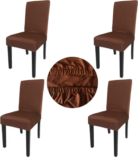 Vista 18 de Paquete de 4 fundas protectoras para sillas de comedor, tela elástica de elastano, lavables a máquina, fundas de asiento extraíbles para el hogar