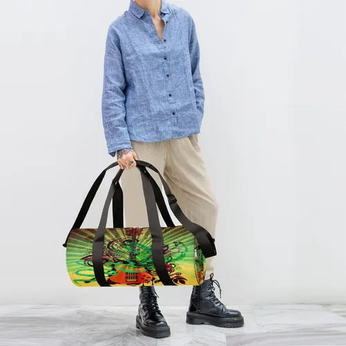 Vista 4 de Grunge - Bolsa de lona musical retro con correa de hombro desmontable, bolsa deportiva para gimnasio, bolsa deportiva para estudiantes, 17.6 x 9 x 9