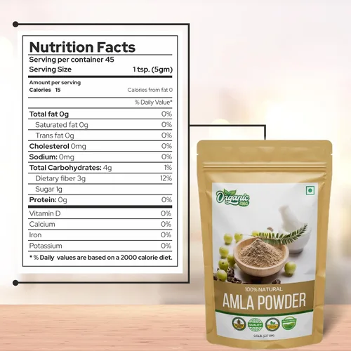Vista 3 de Organic Zing Amla Powder - 227 g / 8 oz - Grado alimenticio - Polvo puro de grosella espinosa india para nutrición diaria y uso culinario