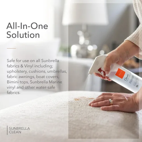 Vista 4 de Sunbrella Kit de cuidado total Limpia, protege y restaura tela y tapicería Paquete de limpiador de telas, removedor de manchas y protector 16