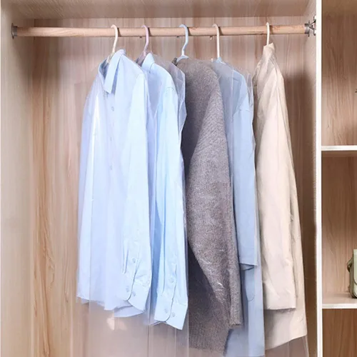 Vista 2 de 10 fundas de plástico transparente para ropa de 35.4 pulgadas, bolsas protectoras a prueba de polvo, adecuadas para almacenamiento en el hogar