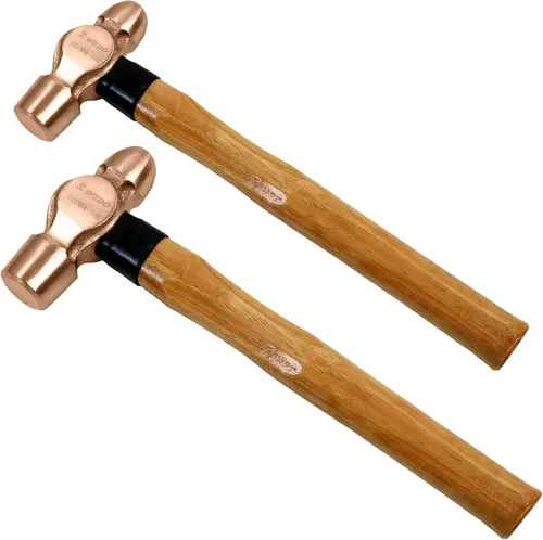 Vista 25 de WEDO Martillo de bola de cobre de 24 oz (1-1/2 libras), martillo de bola con mango de madera, longitud 325 mm (13"), forjado a presión, resistente a