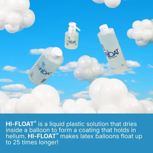 Vista 4 de Hi-Float Company Ultra Hi-Float con bomba de tratamiento para globos, 16 onzas, multicolor.