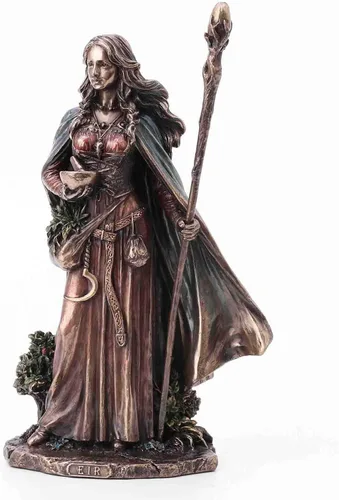Vista 2 de Veronese Design Estatua de resina Eir La Valquiria de la Protección con acabado de bronce fundido de 24,1 cm