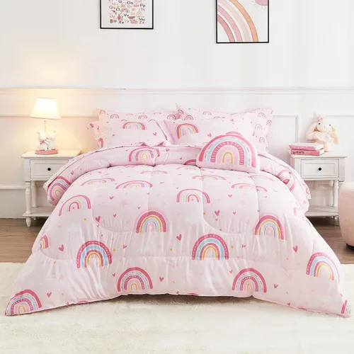 Vista 32 de Mooreeke Juego de edredón individual para niños de 6 piezas, juego de ropa de cama azul para adolescentes, cama de tren de microfibra para niños