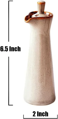 Vista 7 de Botella dispensadora de cerámica de aceite de oliva, adecuada para almacenamiento de aceite, vinagre, salsa de soja, 120ml / 4oz - Beige