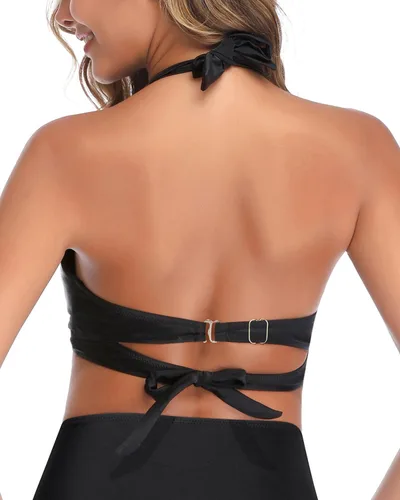 Vista 2 de Tempt Me Top de bikini para mujer, con realce y push up, traje de baño retro, parte superior acolchada