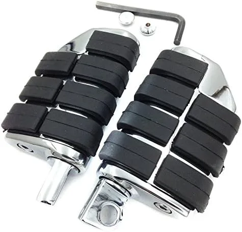 Vista 4 de XKH - Estriberas dobles ISO para motocicleta 8028 compatible con Suzuki Kawasaki cromado [B00Y7C690C]