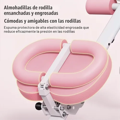 Vista 5 de Máquina de abdominales, equipo de entrenamiento abdominal, máquina de entrenamiento abdominal ajustable de 5 niveles con pantalla LCD, equipo de Rosa