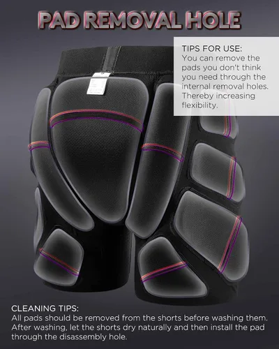 Vista 4 de Pantalones cortos acolchados de protección para snowboard y patinaje CE Nivel 2 Protección resistente para glúteos y coxis