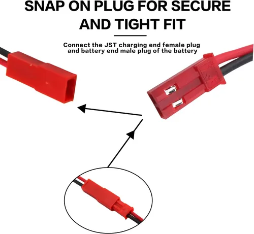 Vista 2 de Cable de carga USB de 3.7 V con enchufe JST de 2 pines compatible con automóvil RC, avión, tanque, barco y otros juguetes de control remoto