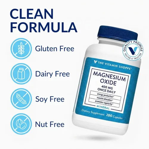 Vista 3 de The Vitamin Shoppe Suplemento de óxido de magnesio de 400 mg, mineral de magnesio diario para relajación muscular, salud ósea y apoyo a