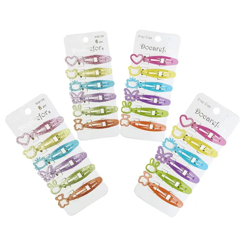 Vista 7 de 24 pinzas para el cabello para niñas, antideslizantes, de metal, a presión, para niños, adolescentes, mujeres, color caramelo sólido y brillante