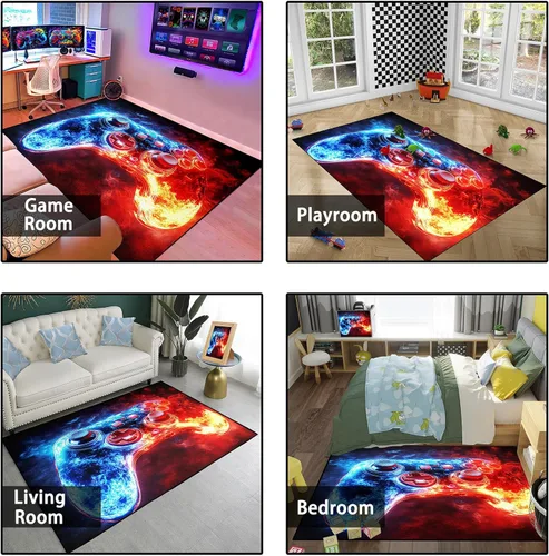 Vista 4 de Alfombra de videojuegos para habitación de niños, alfombra de control de videojuegos, decoración de habitación de jugadores para niños, adolescentes