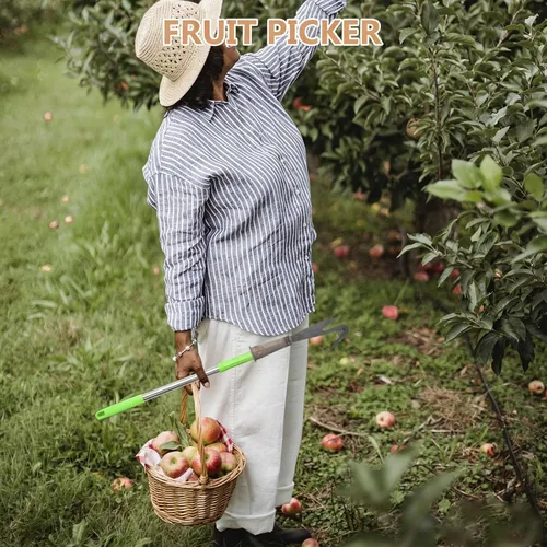 Vista 8 de KICHOUSE 2 herramientas de recolección de frutas, gancho para recoger árboles de jardín para cosecha de mango, coco y limón, herramienta de poda