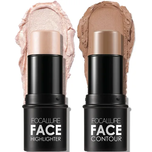 Vista 11 de FOCALLURE 2 Piezas Barra de Contorno de Crema Mineral, Iluminador Hidratante y Lápiz Bronceador, Lápiz Facial Antiadherente que Ilumina y Matiza
