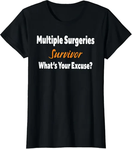 Vista 30 de Camiseta de regalo de cirugía múltiple para sobrevivientes de cirugía ¿Cuál es tu excusa?, Negro