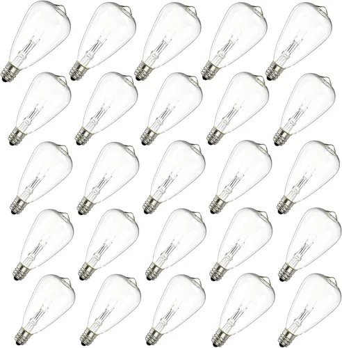 Vista 8 de Paquete de 10 bombillas ST35 de repuesto Edison transparentes, 5 W, base de tornillo C7/E12 de 5 vatios para luces de cadena de patio