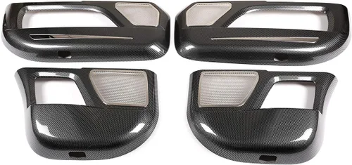 Vista 6 de Cubierta de panel antipatadas para puerta interior de automóvil para Land Rover Defender 2020 2021 (estilo de fibra de carbono)