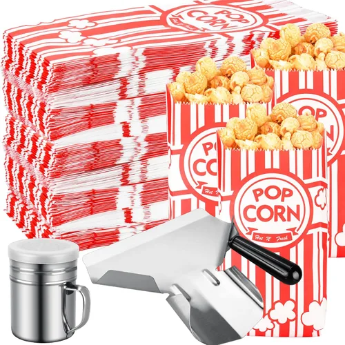 Vista 8 de Essenya 102 bolsas de palomitas de maíz con pala de palomitas y salero, bolsas pequeñas de maíz de 1 onza, bolsas de palomitas de maíz, porciones