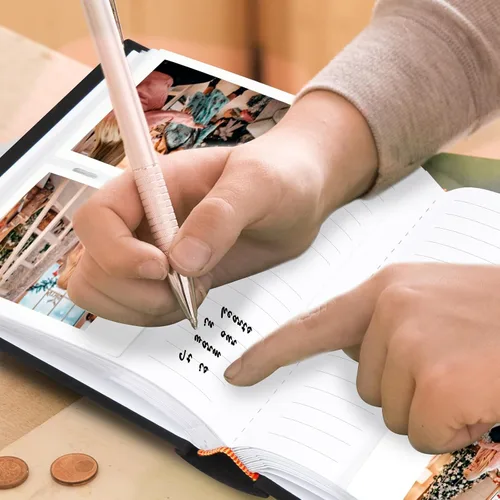 Vista 2 de Ruibytree - Álbum de fotos de lino con 120 bolsillos para Instax Wide 300/400, color negro Writing Space, Fits 3x4 in Instant Photos, Paper Pages