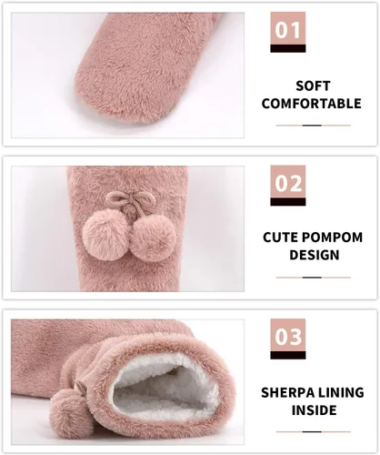 Vista 3 de DICUIRD Calcetines gruesos y cálidos para mujer con pinzas - Pantuflas navideñas para casa