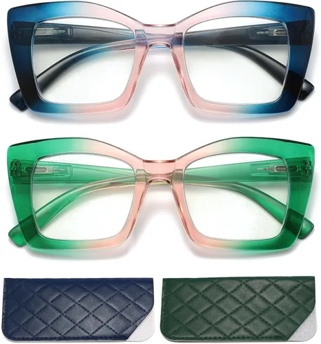 Vista 2 de Gafas de lectura de gran tamaño para mujer, ojo de gato, lector de computadora con bisagra de resorte
