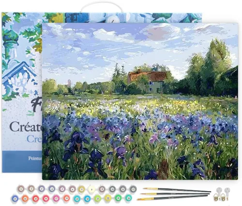 Vista 146 de Figured'Art Pintura por números para adultos, flores rojas abstractas, 16 x 20 pulgadas, kit de pintura artística para manualidades, lienzo