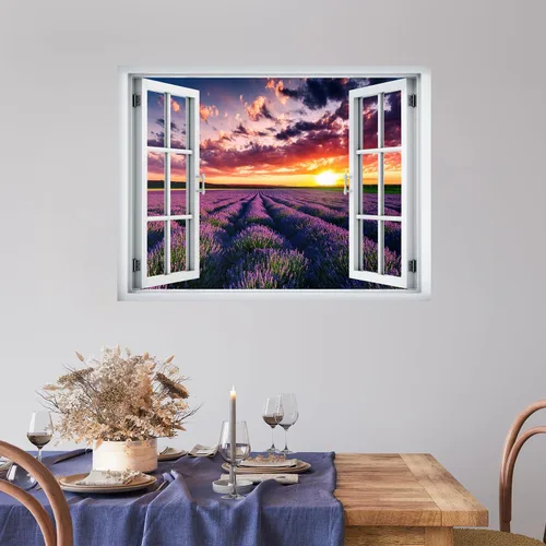Vista 25 de wall26 Adhesivo decorativo para pared, diseño de oso y mariposa fuera de una ventana abierta, no se pega ni se pega, papel tapiz no tejido