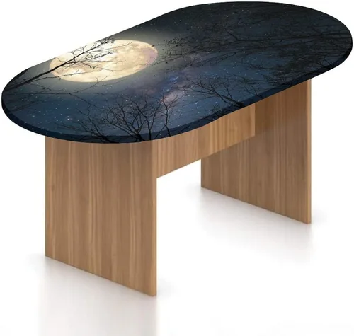 Vista 17 de XISUNYA Mantel ajustable ovalado de poliéster con bordes elásticos nocturnos, estampado de galaxia y nebulosa de la Vía Láctea, se adapta a mesas