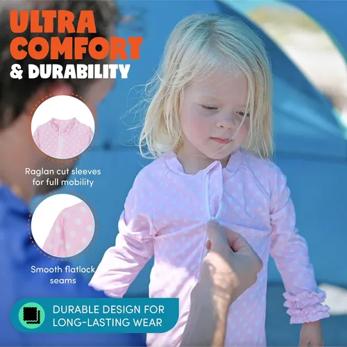 Vista 8 de Swimzip bañadores manga larga con factor de protección solar 50 para bebé niña y de bebé niña