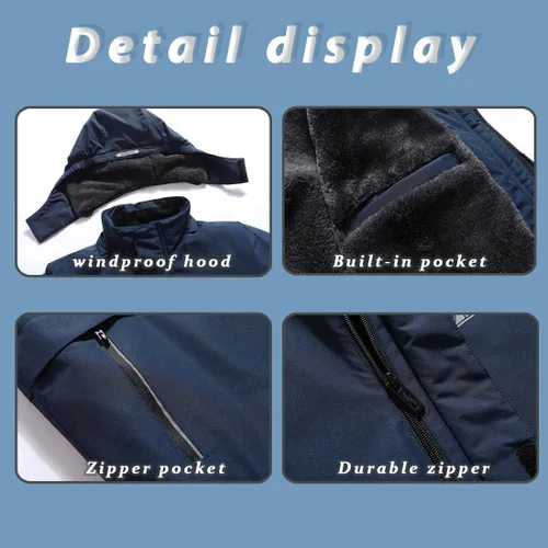 Vista 6 de MOERDENG Chaqueta impermeable con capucha para niños y niñas, chaqueta de invierno cálida para snowboard y rompevientos con capucha